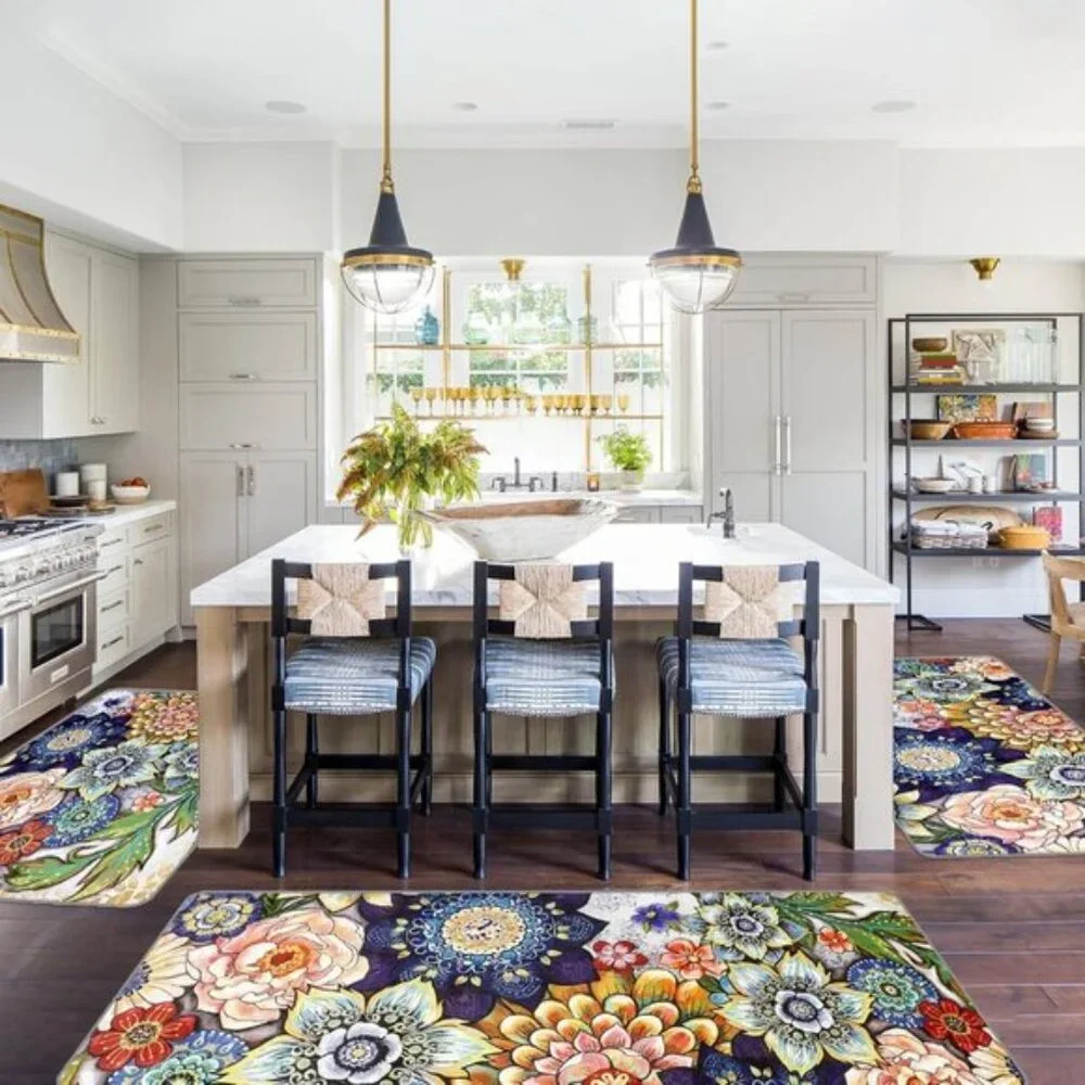 New 3Pcs Kitchen Rug Set, Colorful Non Slip Washable Mats for Floor & Hallway